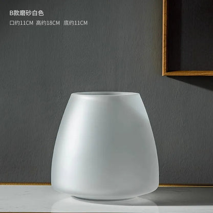 Frosted Glass Vase for Modern Living Room Decor
