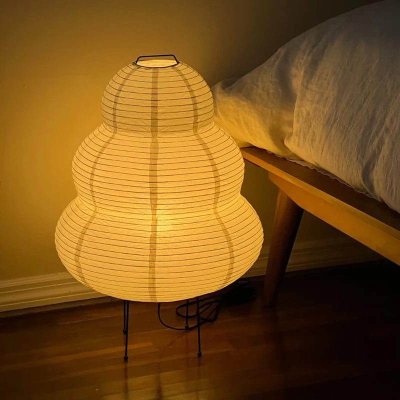 Japanese-Style Rice Paper Table Lamp with Soft Ambient Light