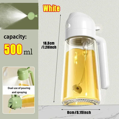 2in1 Kitchen Oil Sprayer Glass Bottle for Cooking Anti-leakage Olive Oil Bottle for BBQ Air Fryer Salad Steak Kitchen Supplies