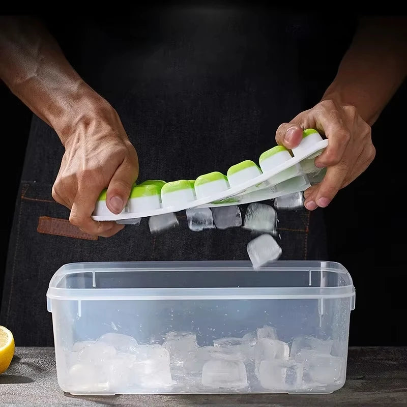 Ice Cube Tray Mold with Lid Silicone Square 14 Cube Easy Release Ice Cube Molds Summer Kitchen Bar DIY Iced Cocktail Freeze Tool