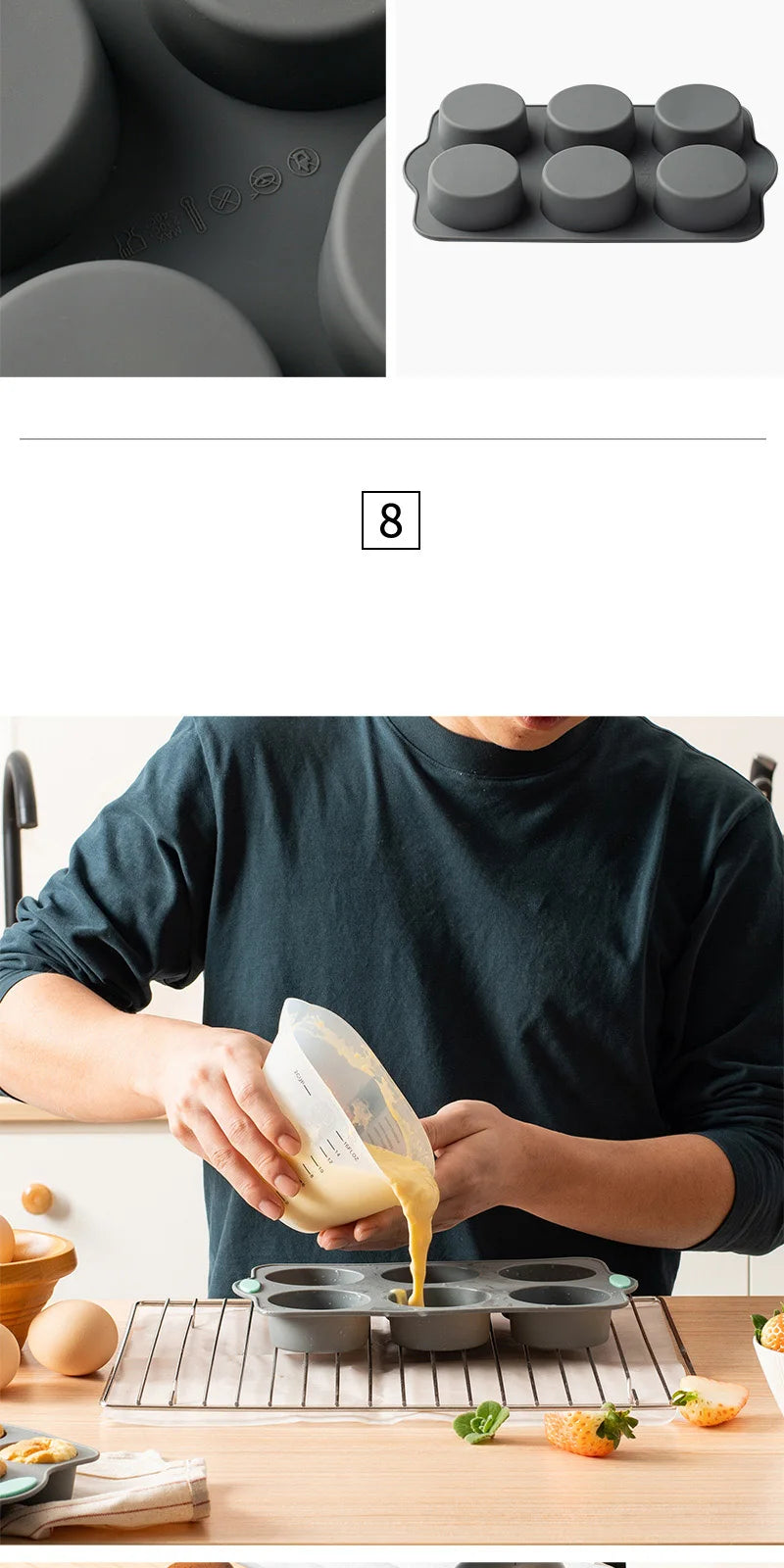 Silicone Cake Mold Pan 6/12 Cup Baking Tray Non-Stick Muffin Mould Cupcake Baking for Cakes Biscuit DIY Cake Kitchen Accessories