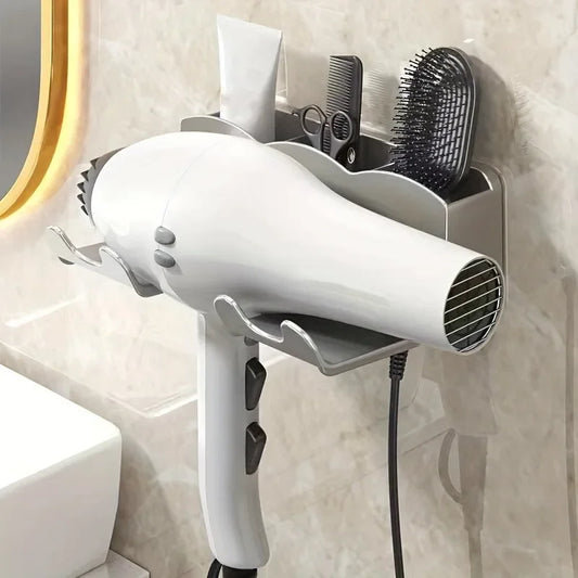 Wall Mounted Hair Dryer Holder – No-Drill Bathroom Organizer