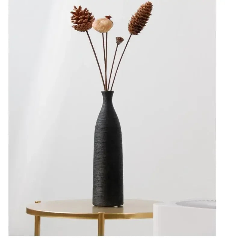 Simple Modern Black White Ceramic Vase Accessories Crafts Home Livingroom Table Figurines Decoration Office Furnishing Ornaments