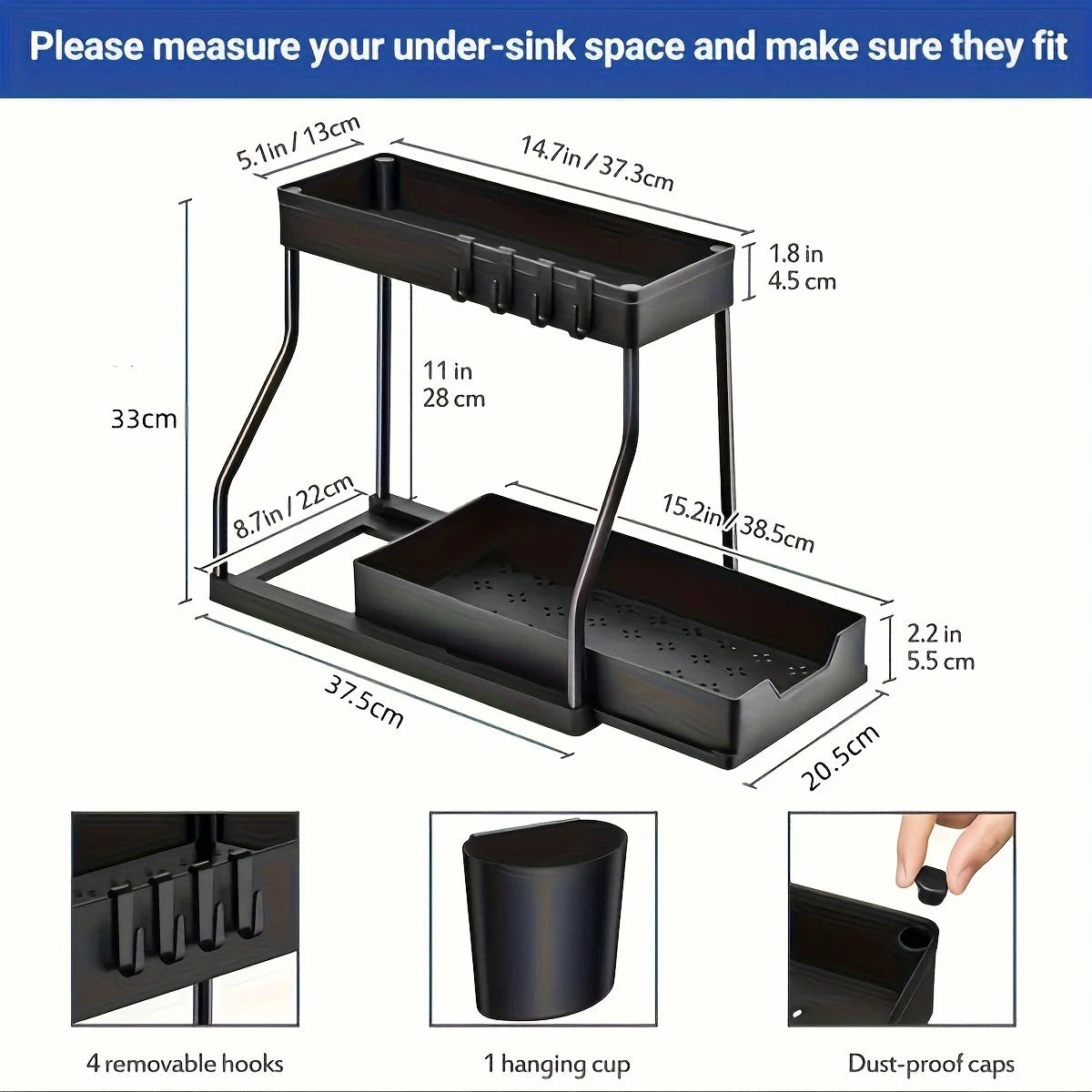 Under Sink Pull-Out Organizer – Double Layer Storage Rack