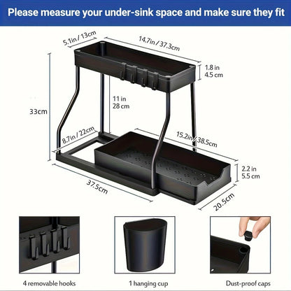 Under Sink Pull-Out Organizer – Double Layer Storage Rack