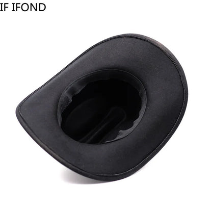 Vintage Western Cowboy Hat – Leather Wide Brim Jazz Hat for Men & Women