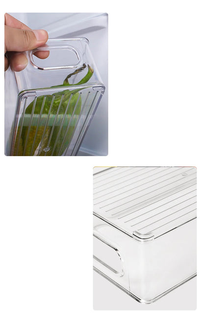 Transparent Refrigerator Storage Box Vegetable Fruit Organizer Fridge Clear Container for Kitchen Food Drinks Storage