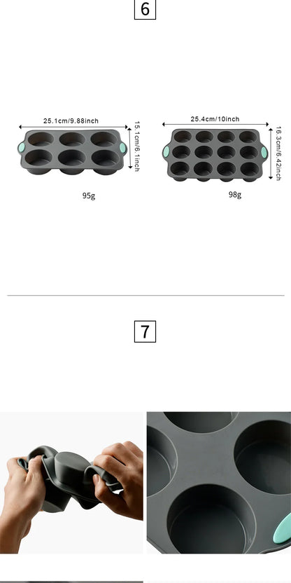 Silicone Cake Mold Pan 6/12 Cup Baking Tray Non-Stick Muffin Mould Cupcake Baking for Cakes Biscuit DIY Cake Kitchen Accessories