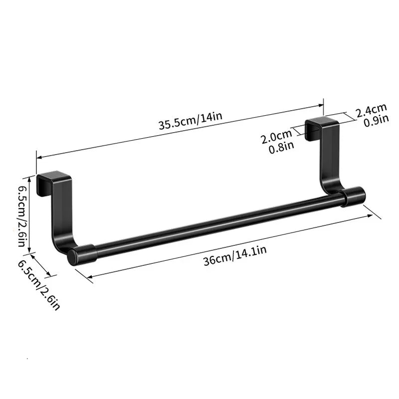 No-Drill Over Cabinet Towel Rack – Stainless Steel Kitchen Organizer