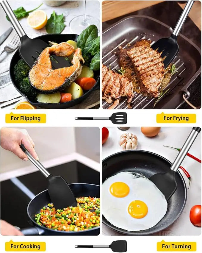 1/2Pcs Silicone Spatula Set Heat Resistant Nonstick Steak Spatula Kitchen Cooking Utensils Cookware Cooking Tool Set Spatula Kit