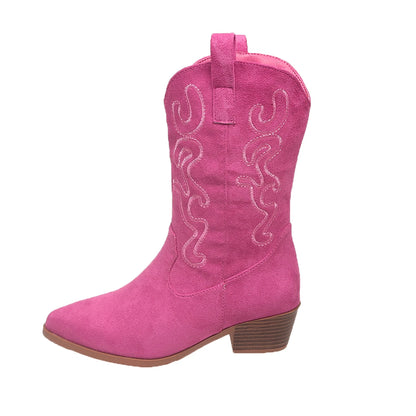 Embroidered Western Cowboy Boots for Women – Pointed Toe, Thick Heel, High Knee