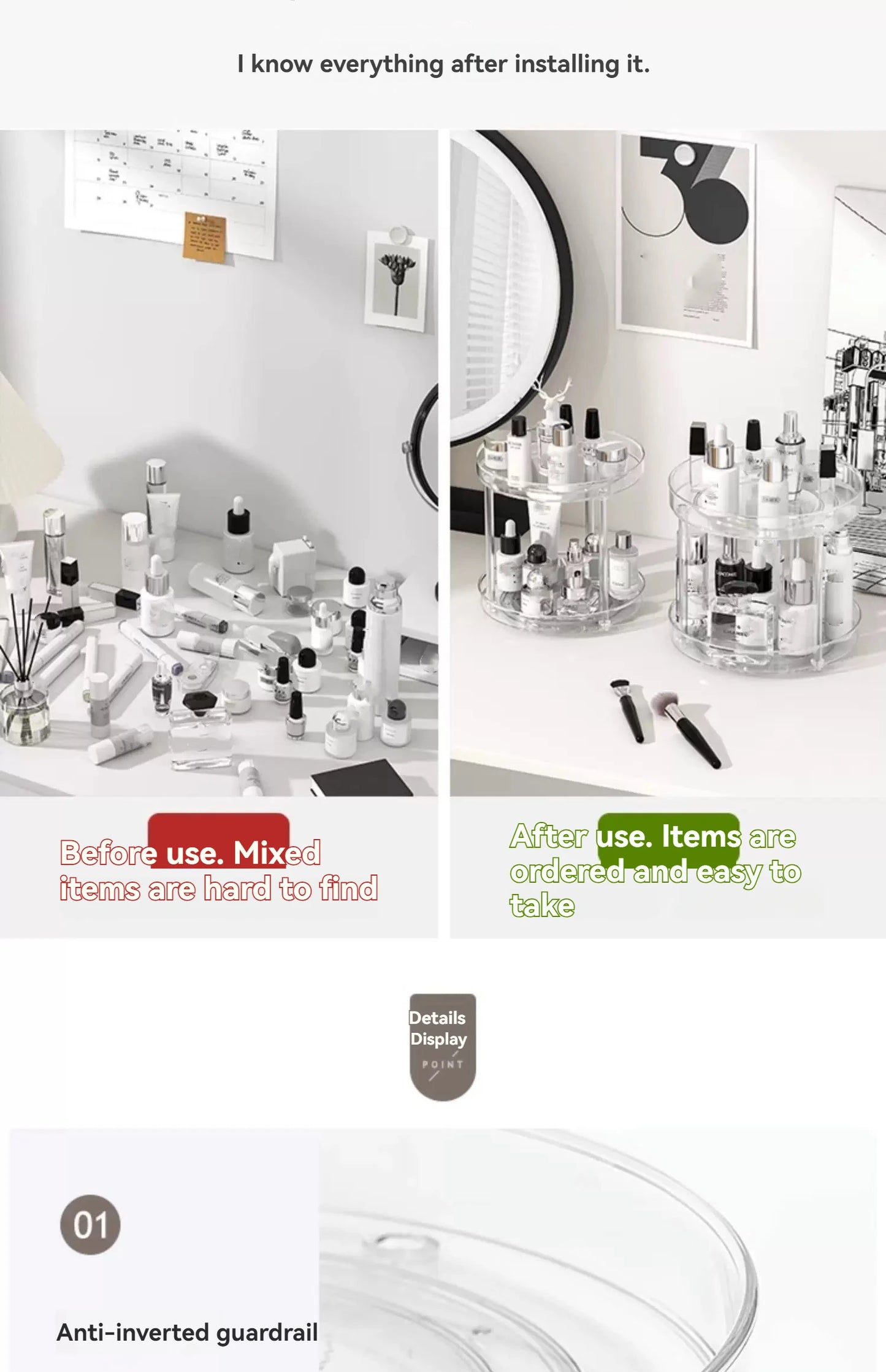 1Pc/Kitchen Rack Transparent Rotating Storage Rack Spice Storage Condiment Storage Multi-Layer Storage Turntable Storage Rack