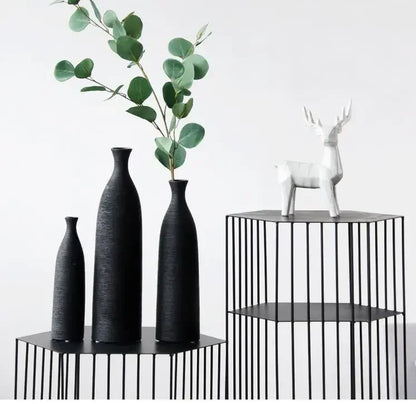 Simple Modern Black White Ceramic Vase Accessories Crafts Home Livingroom Table Figurines Decoration Office Furnishing Ornaments