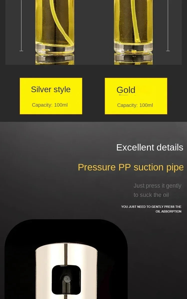 1-4Pcs Vinegar Oil Cruet Oiler Press-type Oil Bottle Things for Kitchens Leakproof and Heat-resistant Glass Spray Sprayer Tools