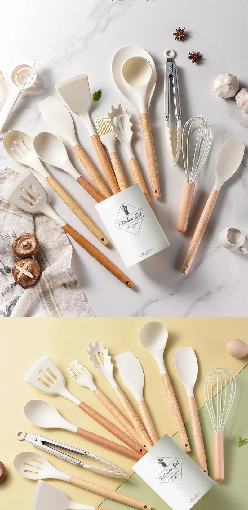 12-Piece Silicone Kitchen Utensils Set – Non-Stick Cookware Tools