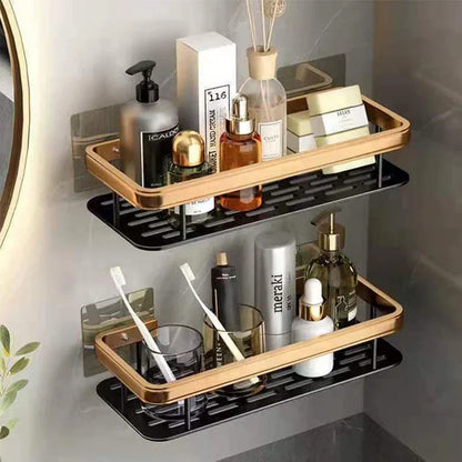 Bathroom Shelf Kitchen Storage Organizer Aluminum Alloy Shampoo Rack Shower Shelf Bathroom Accessories No Drill Shelf
