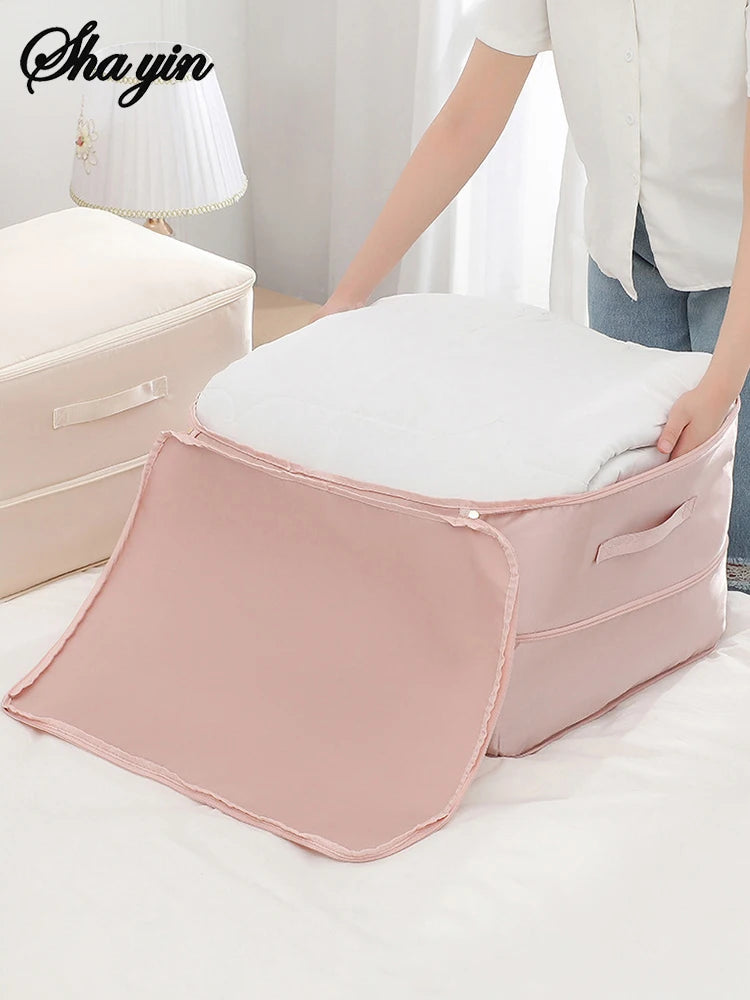 Heavy-Duty Self-Compressing Storage Bag - Portable Organizer for Clothes, Blankets & Quilts, Ideal for Closet Organization