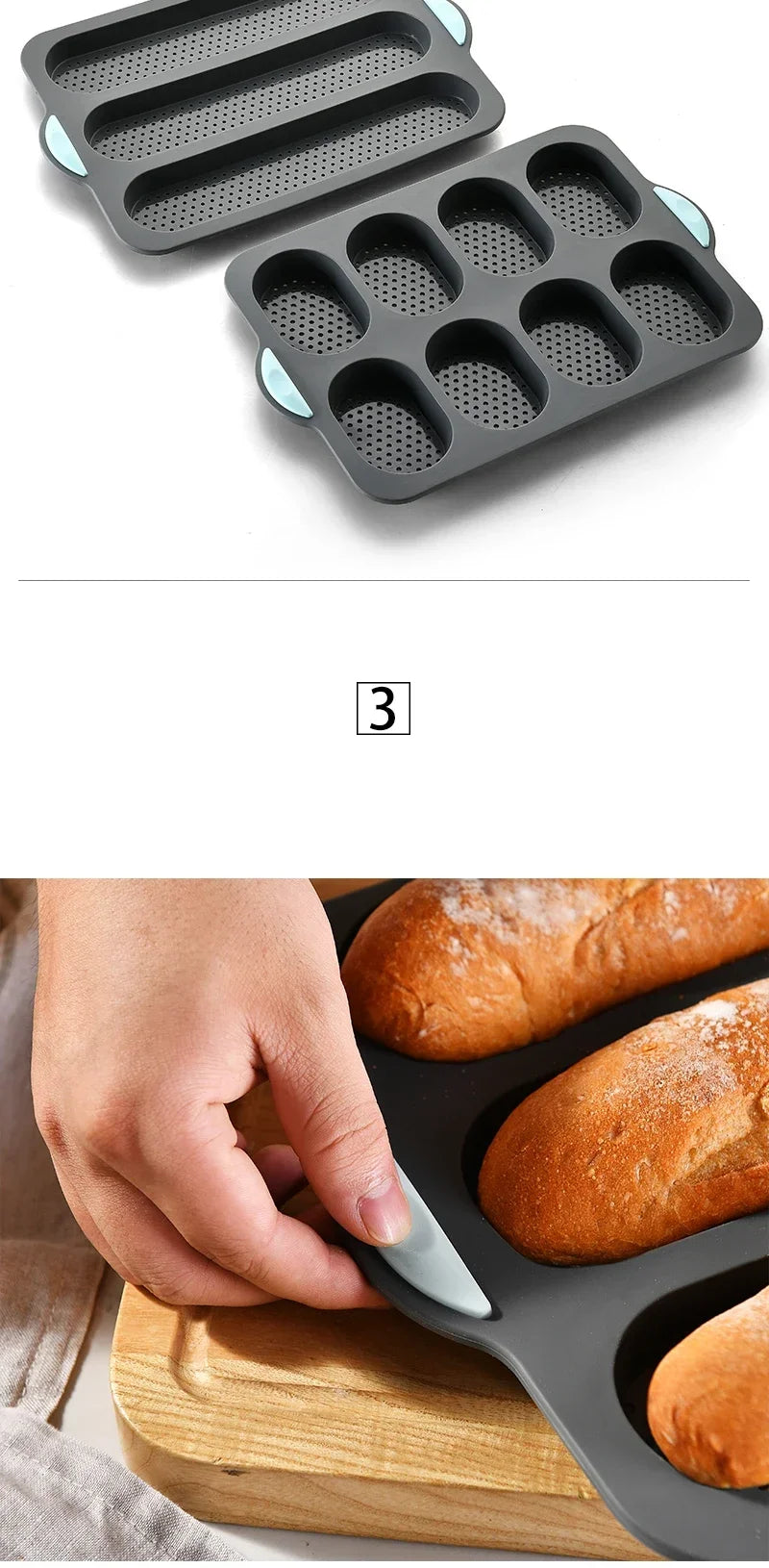 Baking Mold Restaurant Bread Food Mould Grade Baguette Bake Tray Silicone Anti-scalding Non-stick Oven Tool Kitchen Accessories