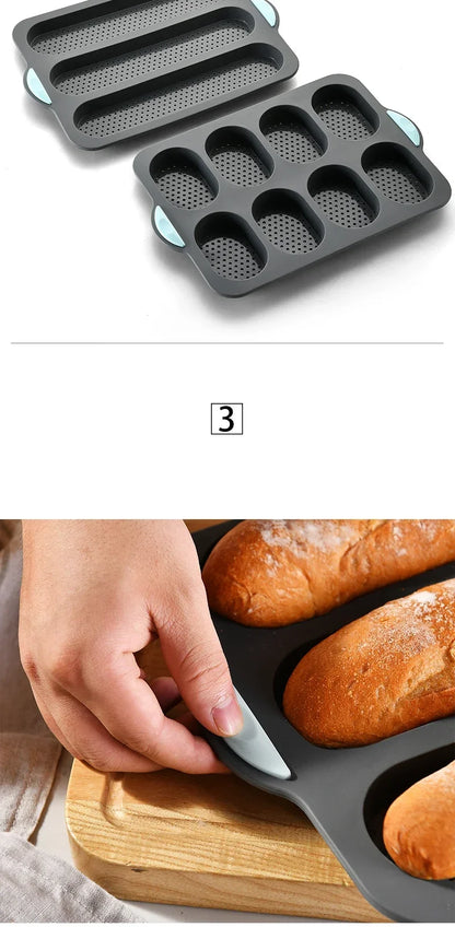 Baking Mold Restaurant Bread Food Mould Grade Baguette Bake Tray Silicone Anti-scalding Non-stick Oven Tool Kitchen Accessories