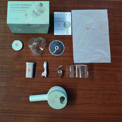 4In1 Electric Vegetable Cutter Set Handheld Wireless Electric Garlic Masher Food Chopper Meat Grinder Machine Food Peel Slice