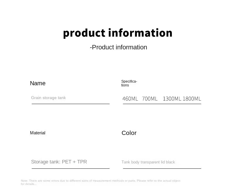 1PC Sealed Jar Airtight Container Grain Pasta Storage Box Plastic Moisture-proof Box Household Kitchen Organizer Seasoning Jars