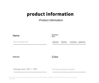 1PC Sealed Jar Airtight Container Grain Pasta Storage Box Plastic Moisture-proof Box Household Kitchen Organizer Seasoning Jars