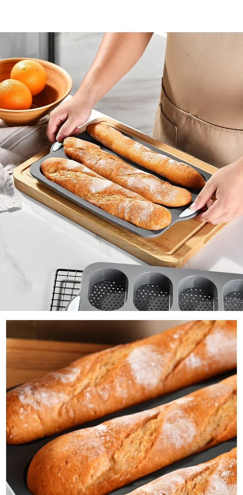 Baking Mold Restaurant Bread Food Mould Grade Baguette Bake Tray Silicone Anti-scalding Non-stick Oven Tool Kitchen Accessories