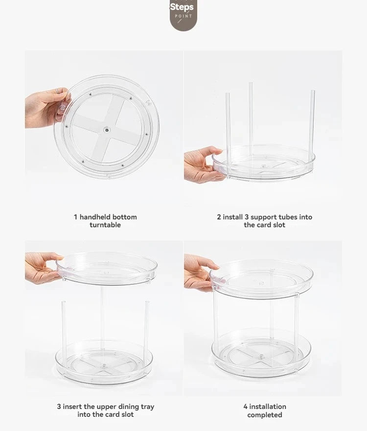 1Pc/Kitchen Rack Transparent Rotating Storage Rack Spice Storage Condiment Storage Multi-Layer Storage Turntable Storage Rack