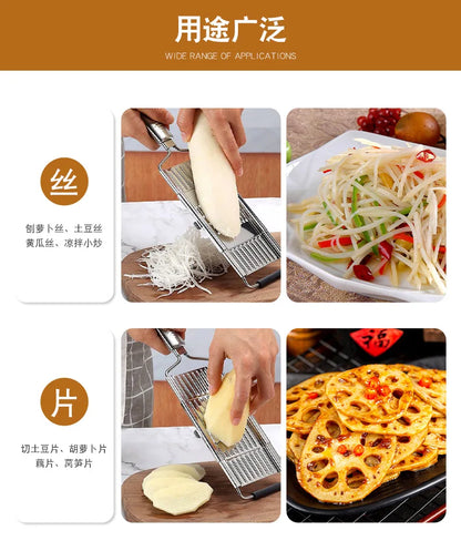 Stainless steel multifunctional manual switchable radish slicer for three-dimensional vegetable cutting in the kitchen