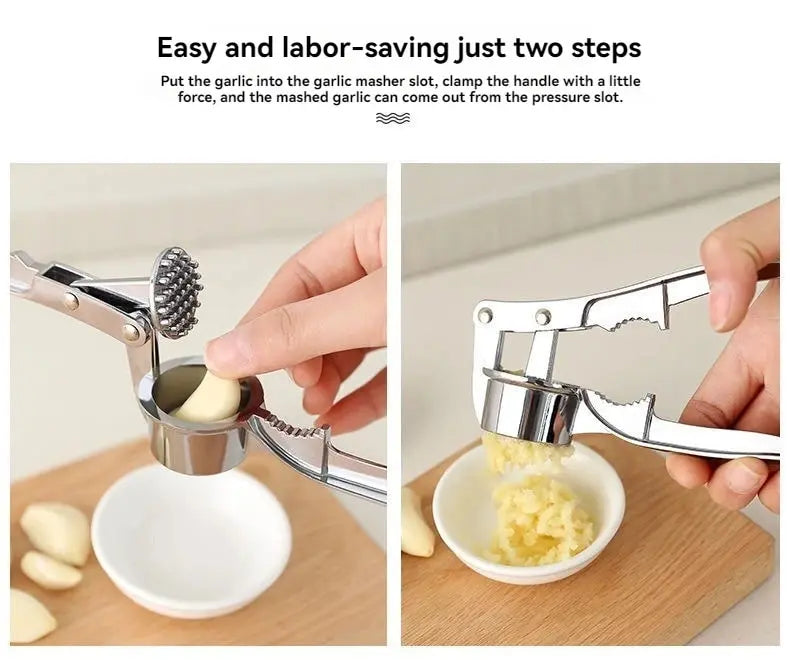 Heavy-Duty Garlic Press – Anti-Skid Manual Garlic Crusher