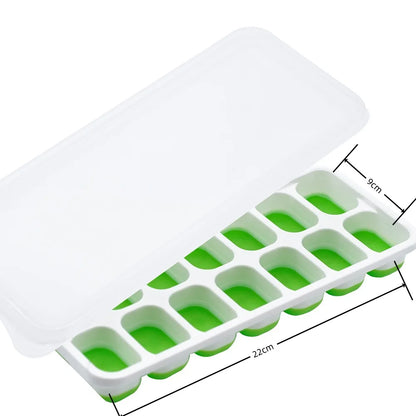 Ice Cube Tray Mold with Lid Silicone Square 14 Cube Easy Release Ice Cube Molds Summer Kitchen Bar DIY Iced Cocktail Freeze Tool