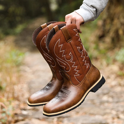 Men’s Western Cowboy Boots Creative Pattern Embroidered Retro