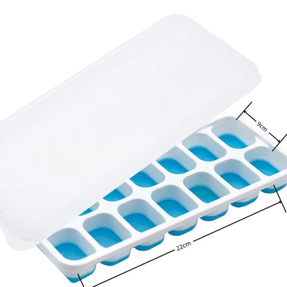 Ice Cube Tray Mold with Lid Silicone Square 14 Cube Easy Release Ice Cube Molds Summer Kitchen Bar DIY Iced Cocktail Freeze Tool