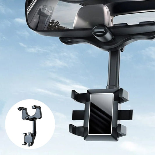 360° Rotating Multifunctional Car Mirror Phone Holder image 0