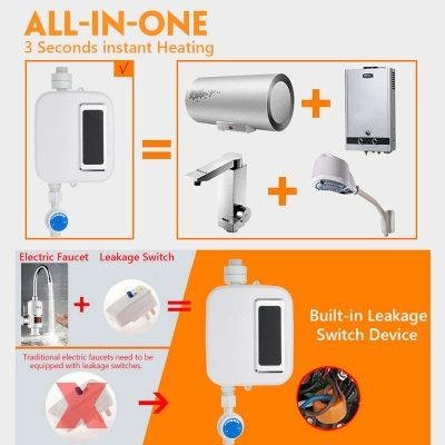 Portable Water Heater | Tankless Hot Water Heater Electric 3500W | Temperature Control Knob image 3