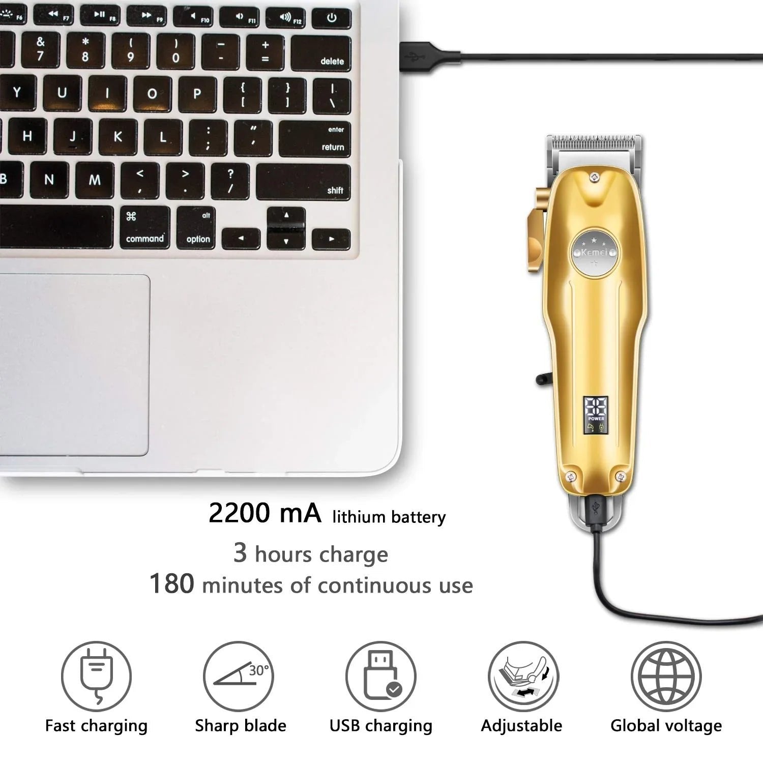 Professional Hair Clippers for men gold Set | Gold Hair Clippers Cordless image 4