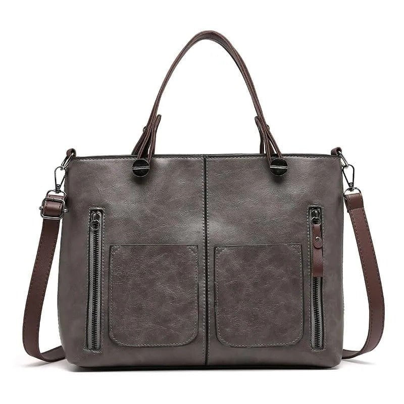 Elegant Leather Bag - Gray image
