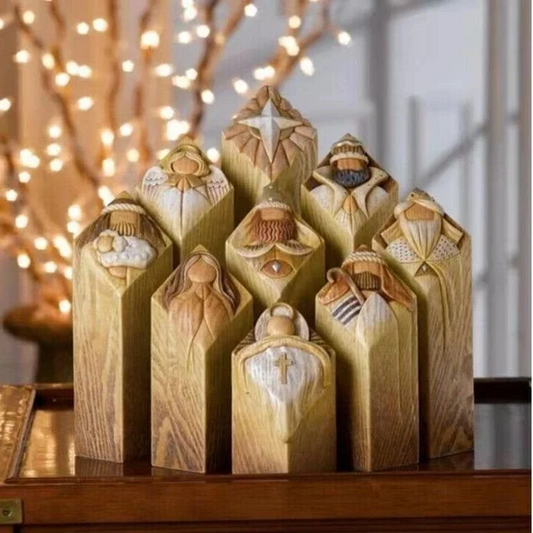 9pcs Heaven Nativity Tree Pillar Statues image 0