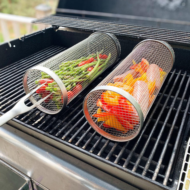 Stainless Steel Rolling BBQ Grill Basket image 3