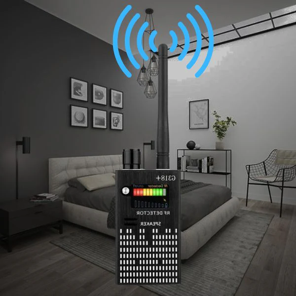 Spy Detector Device | RF Bug Detector, Hidden Camera & GPS Tracker Finder with Laser Lens - Anti-Spy Signal Protection - 1 Antenna PRO16 Black image