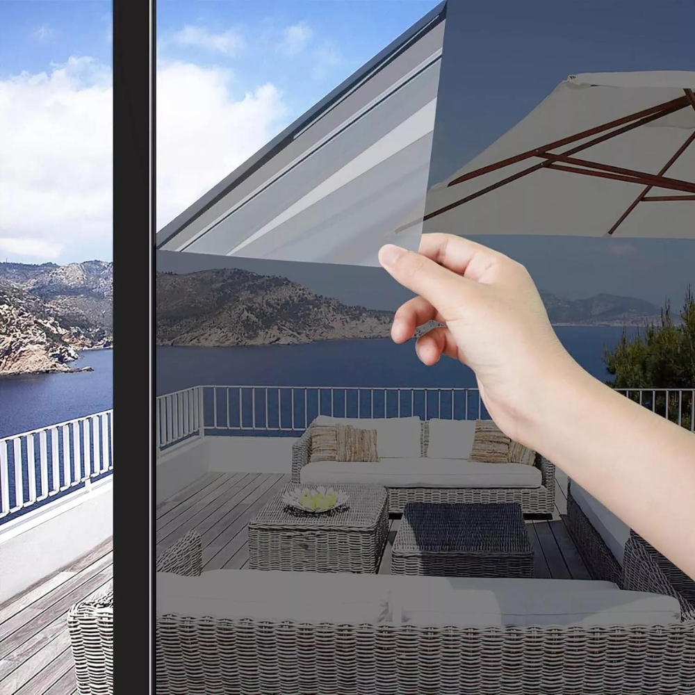 Reflective One-Way Privacy Glass Window Insulation Film - Black image