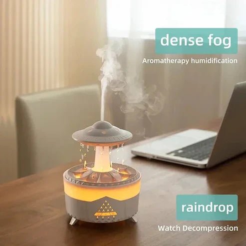 Mushroom Humidifier with Raining Cloud Lamp Aromatherapy - Colorful Raindrop Light Essential Oil Diffuser image 3