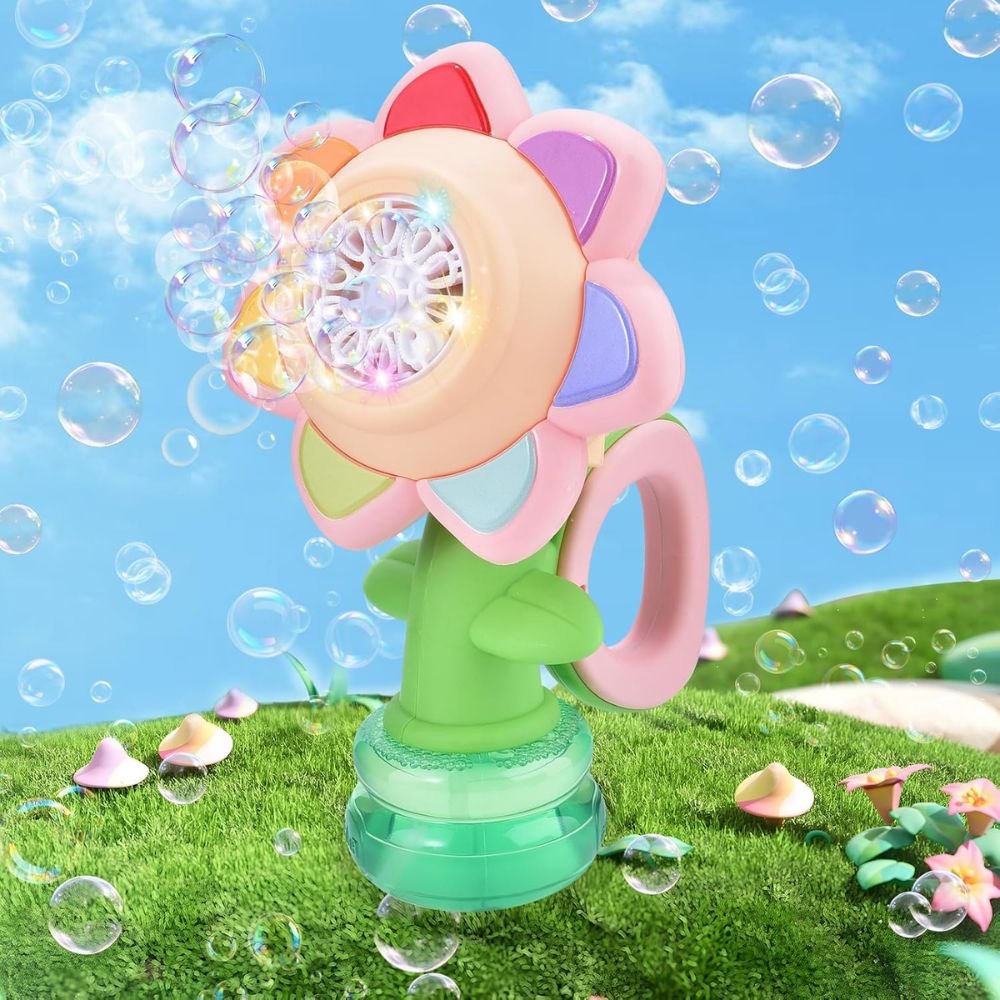 Dancing Sunflower LED Bubble Maker Toy - Pink image