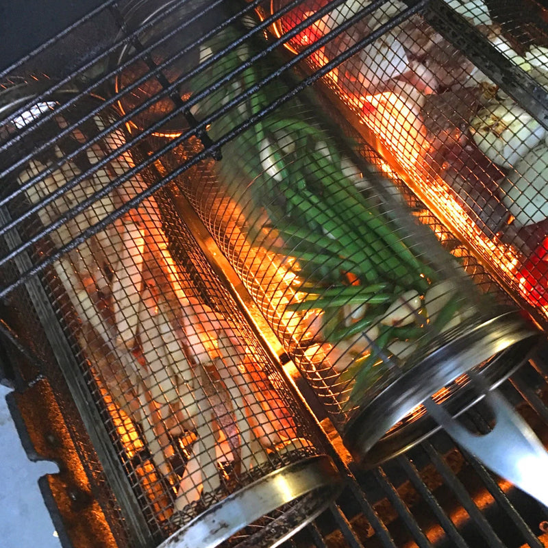 Stainless Steel Rolling BBQ Grill Basket image 6