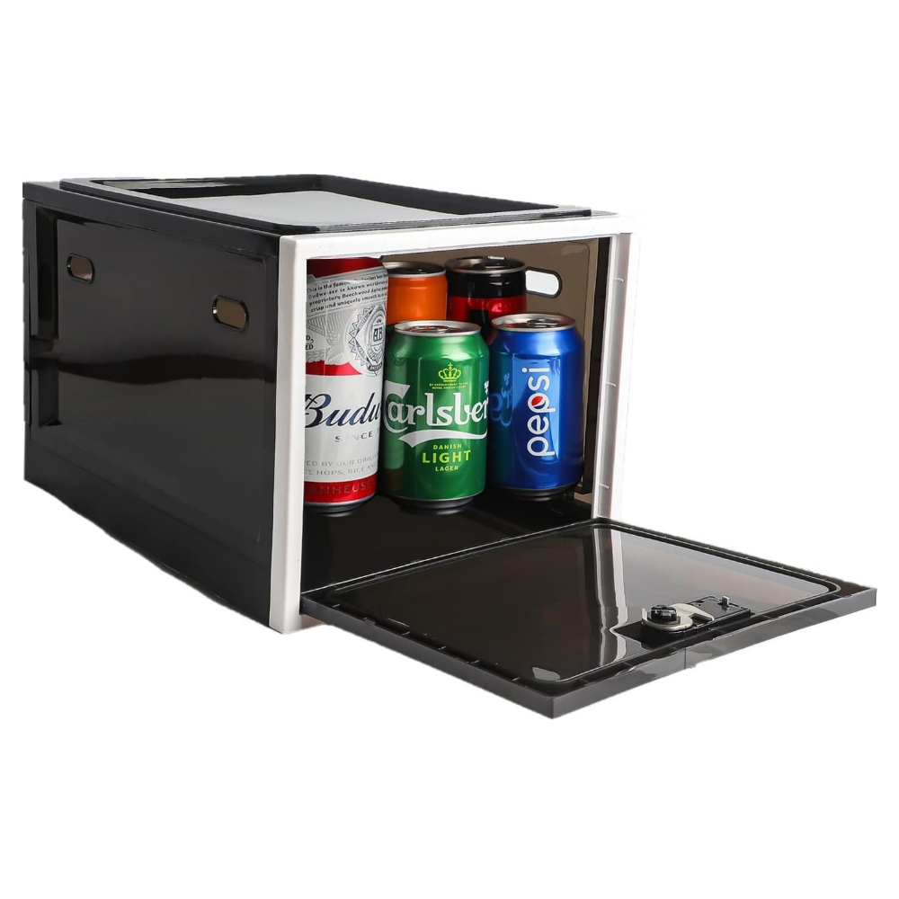Heavy Duty Lockable Refrigerator Food Organizer Storage Bin - Black & Gray image