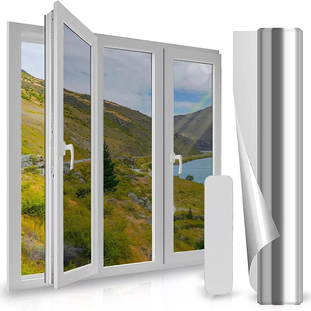 Reflective One-Way Privacy Glass Window Insulation Film - Silver image