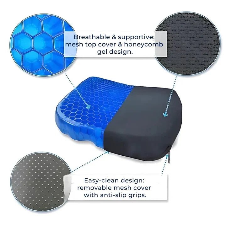 Orthopedic Gel Seat Cushion | Pressure Relief - Tailbone Pain - Lower Back Support - For Office Chair - Car - Wheelchair Use image 3