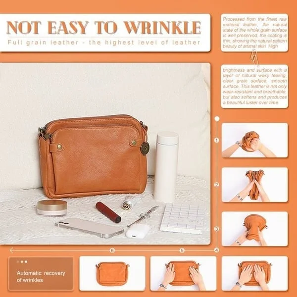 Three-Layer Crossbody Leather Shoulder Bag & Clutch image 5