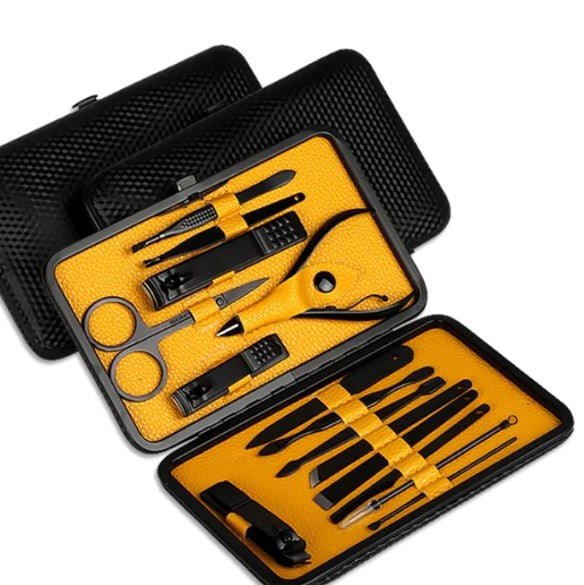 15 Piece Professional Manicure Set With Travel Case - Yellow image