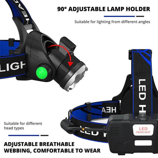 990000LM Rechargeable LED Headlamp Zoomable Torch Tactical Headlight Flashlight image 6